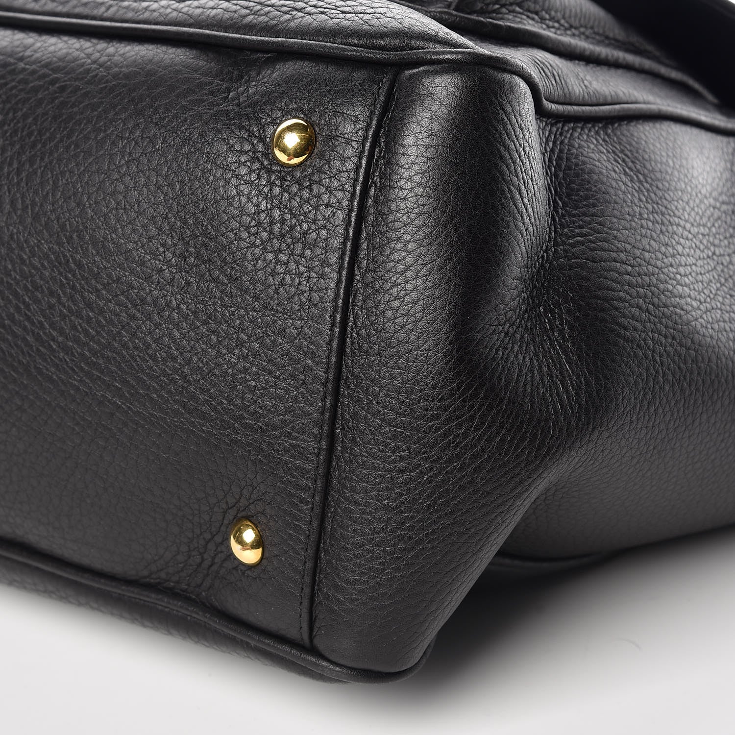 Gucci Pebbled Calfskin Medium 1973 Top Handle Satchel Black 11 of 16