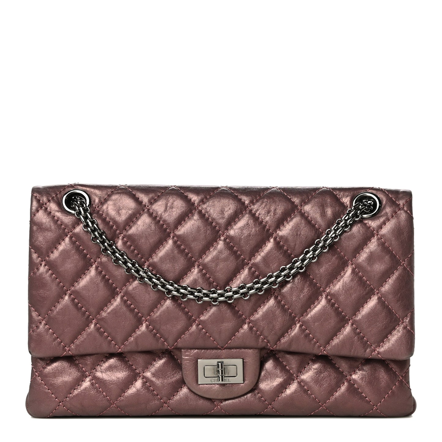 Metallic Calfskin Quilted 2.55 Reissue 226 Flap Rose Fonce
