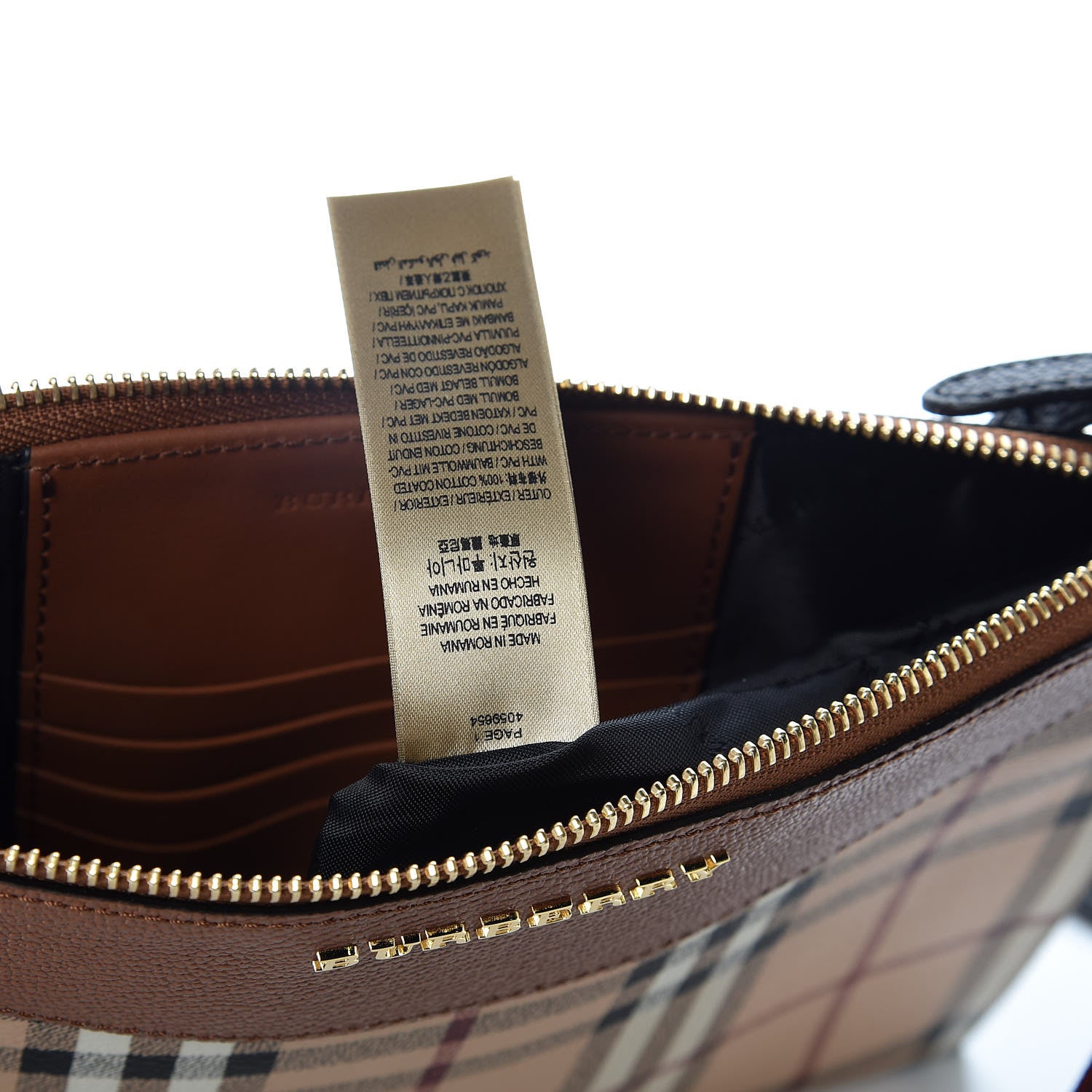 Burberry Haymarket Check Peyton Crossbody Clutch Bag Toffee 7 of 9