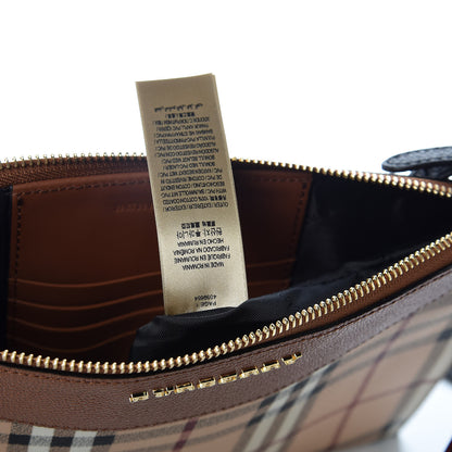 Burberry Haymarket Check Peyton Crossbody Clutch Bag Toffee 7 of 9