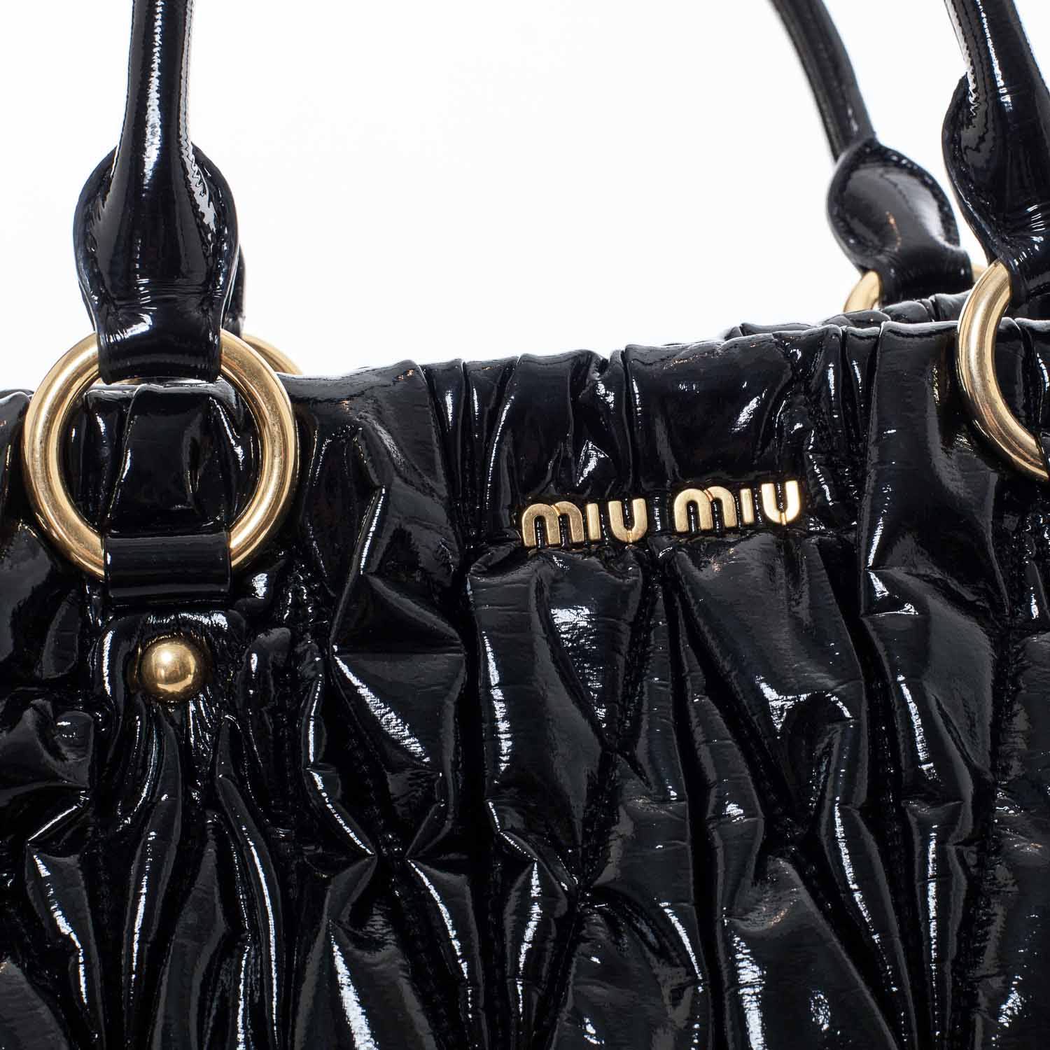 Miu Miu Vinyl Matelasse Tote Black 3 of 10