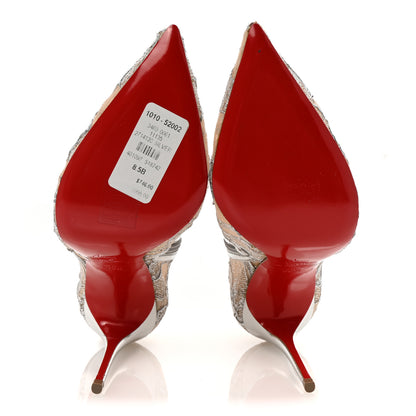 Christian Louboutin Lace Lurex Specchio Gipsybootie 100 Ankle Boots 38.5 Version Silver 6 of 9