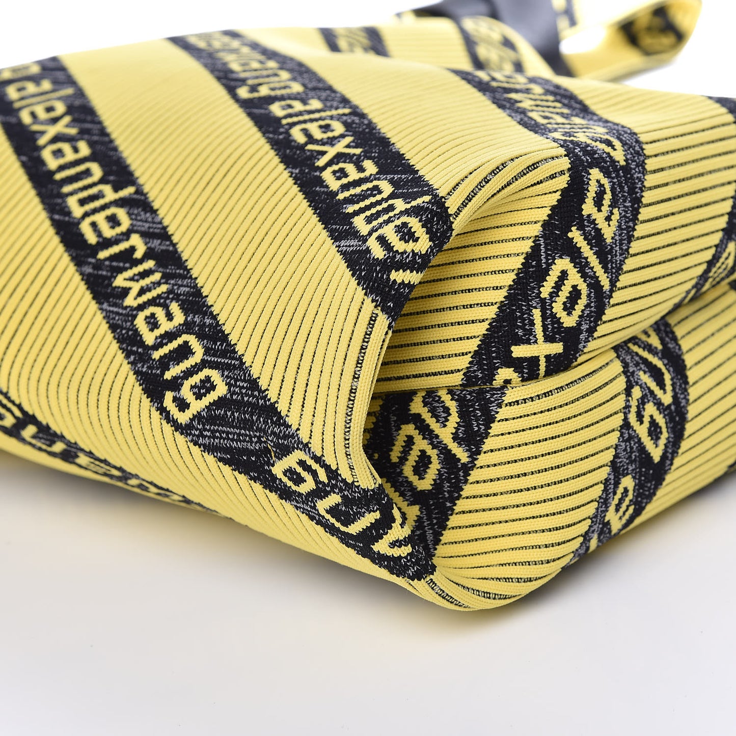 Knit Jacquard Diagonal Logo Shopper Tote Yellow