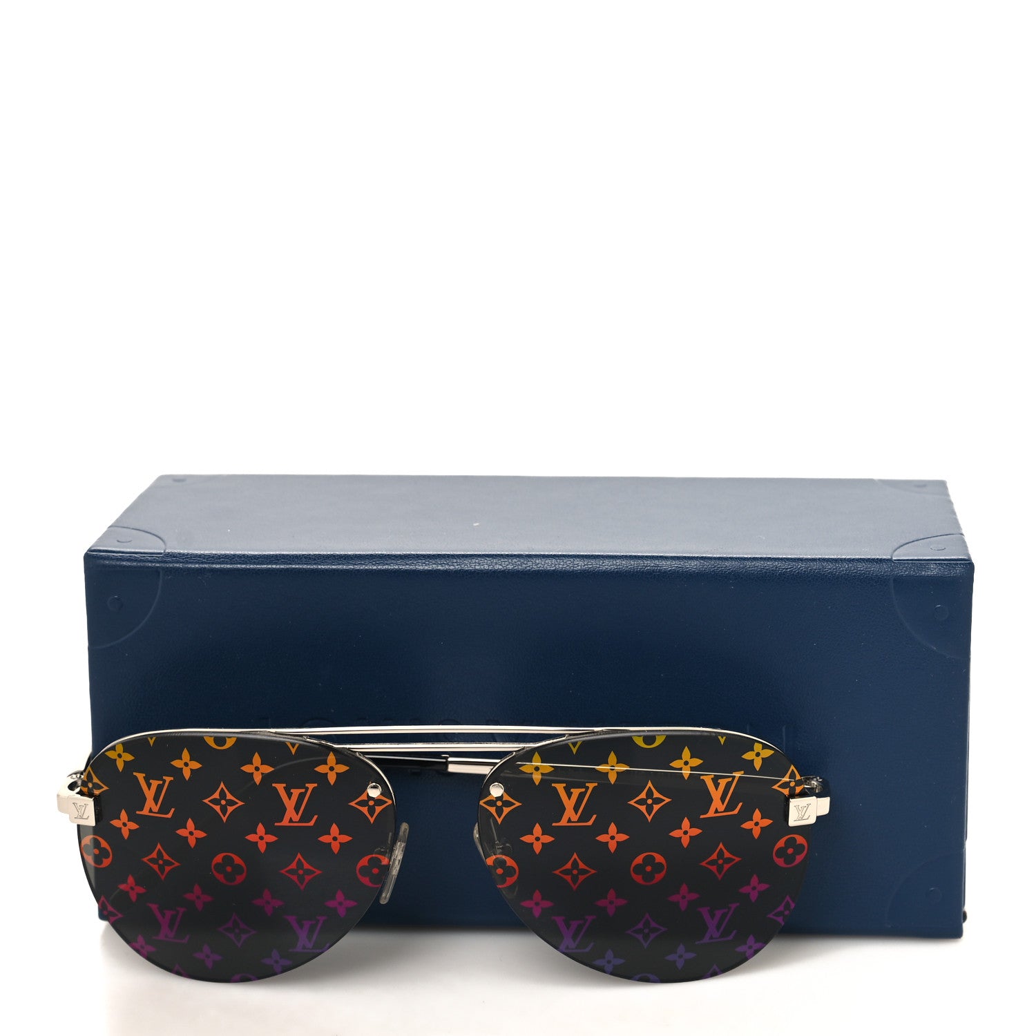 Louis Vuitton LOUIS VUITTON Metal Monogram Clockwise Sunglasses Z1595E Silver Black 8 of 8