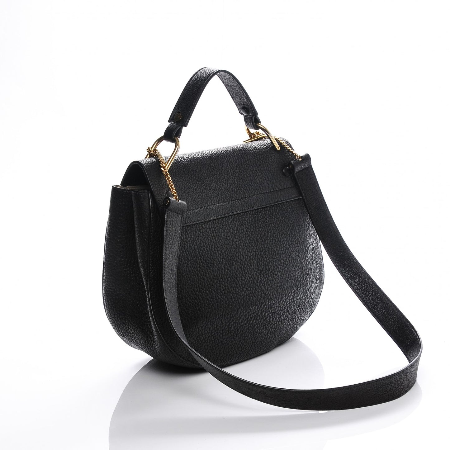 Grained Lambskin Large Drew Shoulder Bag Black