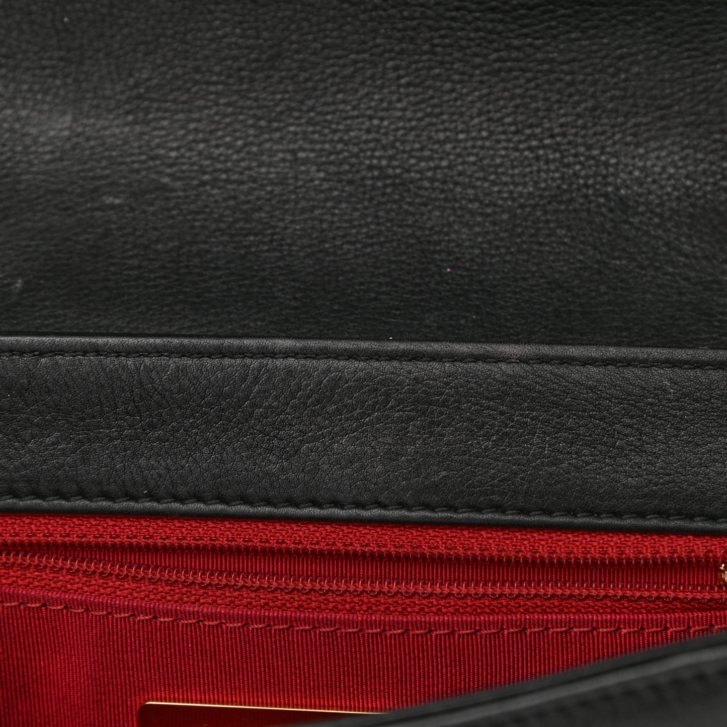 Calfskin Quilted Small Underline Flap Black