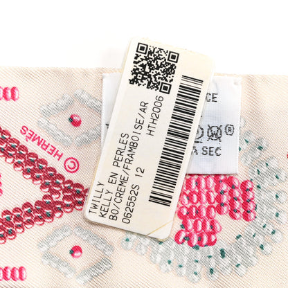 Hermes Silk Kelly En Perles Twilly Creme Framboise 4 of 4