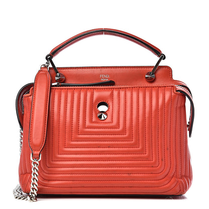 Fendi Shiny Nappa Trapuntata Small DotCom Click Top Handle Chain Satchel Papavero 1 of 28