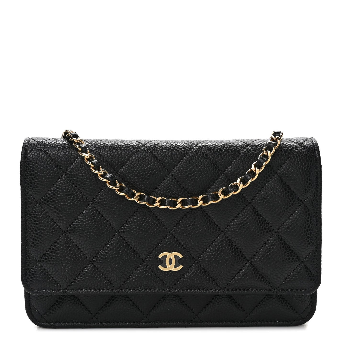 Caviar Quilted Wallet on Chain WOC Black