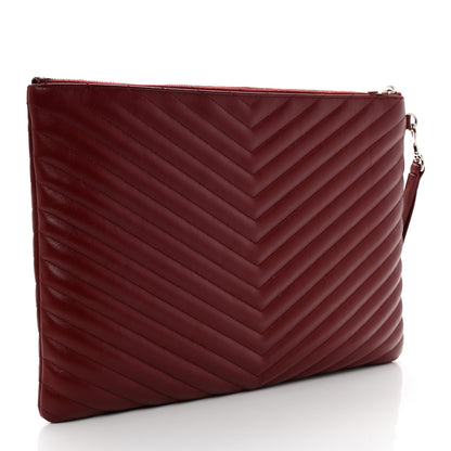 Saint Laurent Calfskin Matelasse Chevron Monogram Document Holder Rouge Legion 3 of 12