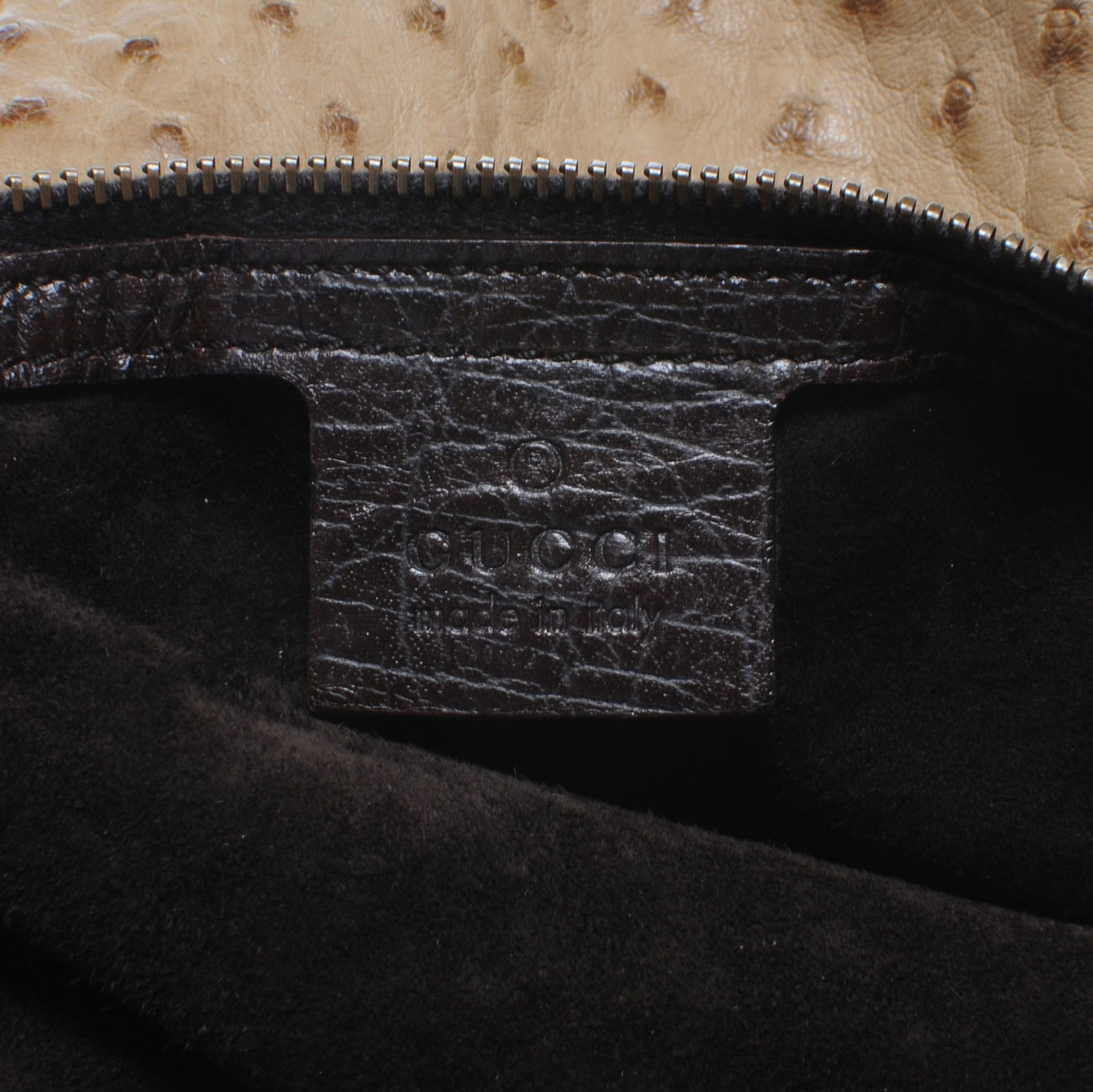 Ostrich Large Horsebit Chain Beige