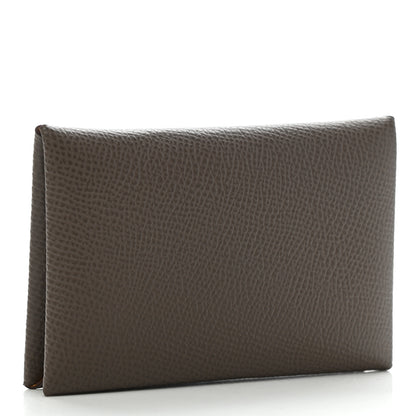 Hermes Epsom Horseshoe Calvi Card Case Etain Jaune Ambre 3 of 8