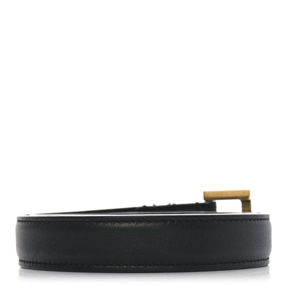 Saint Laurent Smooth Calfskin Monogram Square Buckle Belt 75 30 Black 2 of 5