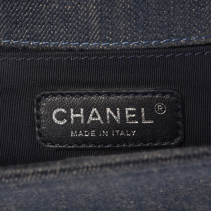 Chanel Denim Chevron Quilted Medium Boy Flap Blue 6 of 11