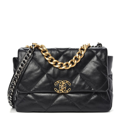 Chanel Goatskin Quilted Large 19 Flap Black 1 of 12