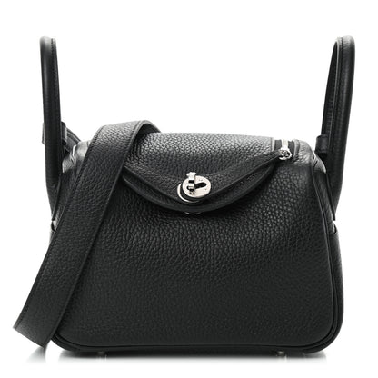 Hermes Taurillon Clemence Mini Lindy 20 Black 1 of 9