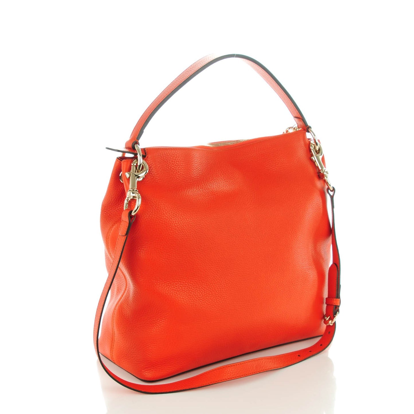 Pebbled Calfskin Large Soho Hobo Sun Orange