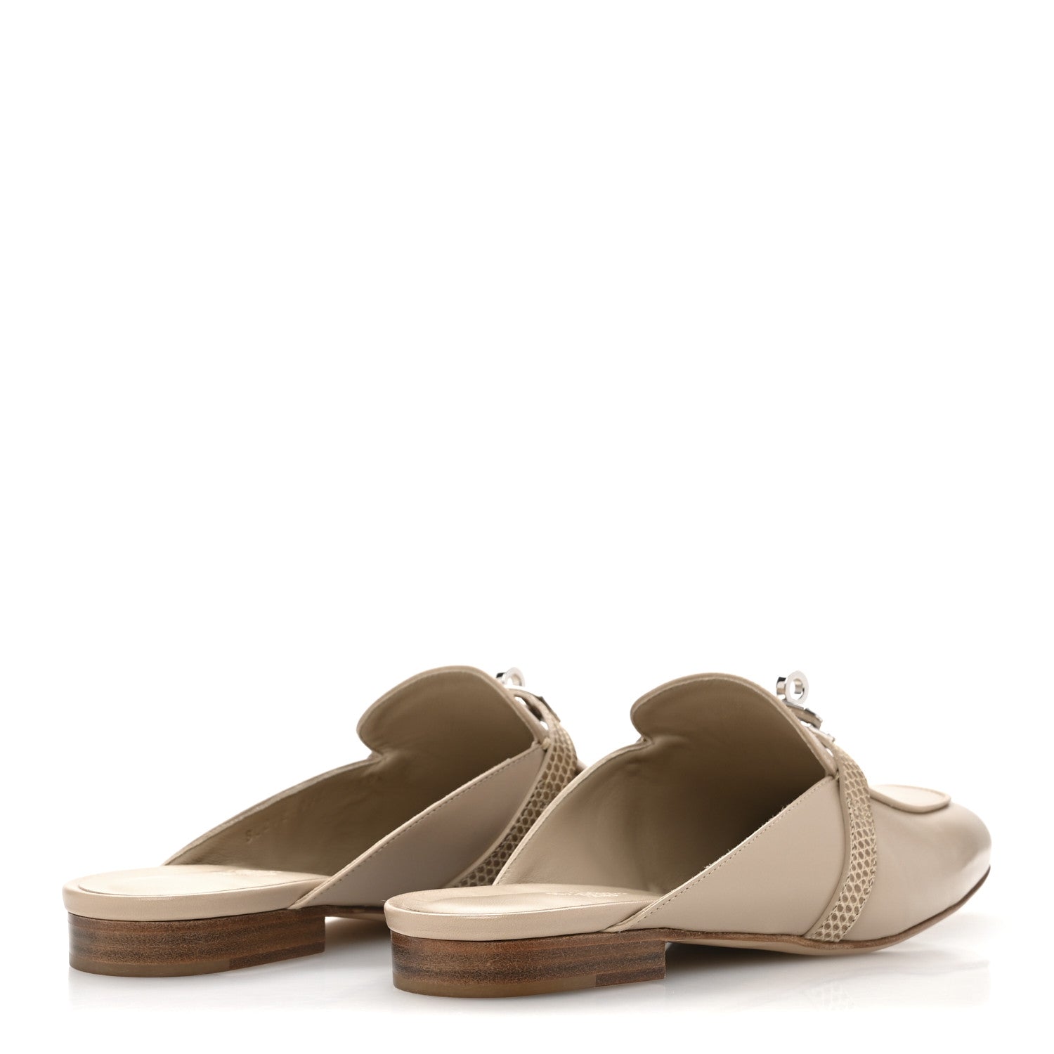 Hermes Shiny Lizard Calfskin Oz Mules 38 Beige Sarrazin 40 Beige Sarrazin 5 of 12