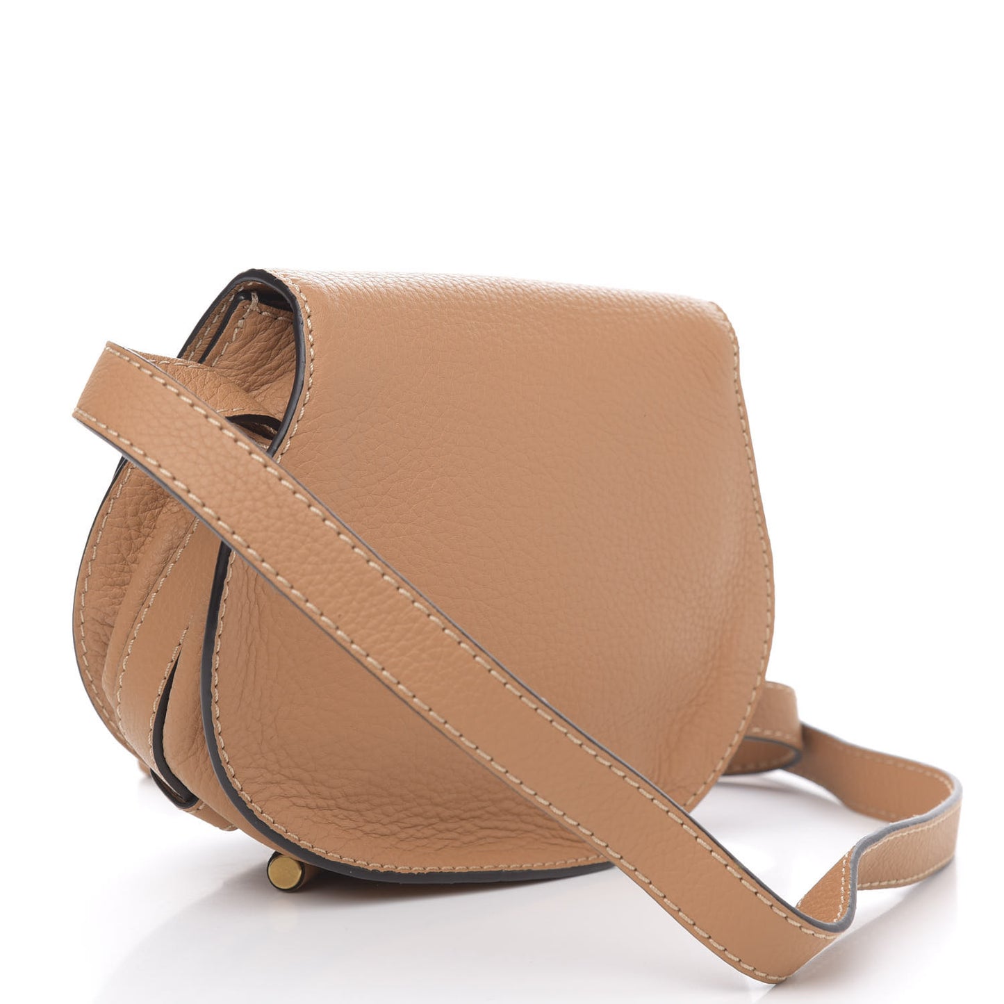 Calfskin Mini Marcie Round Crossbody Bag Nut