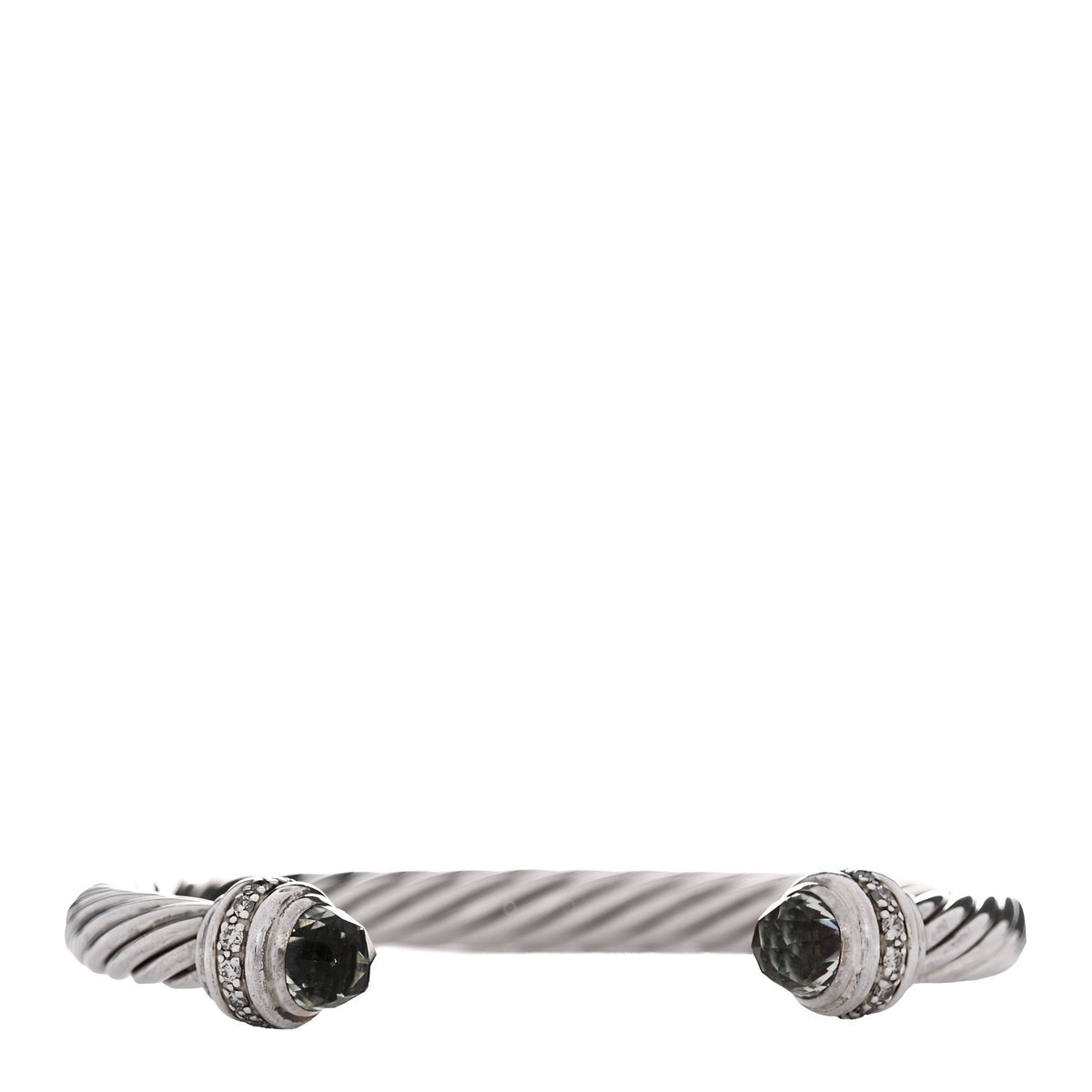 David Yurman Sterling Silver Diamond Prasiolite 7mm Cable Classics Bracelet 1 of 3