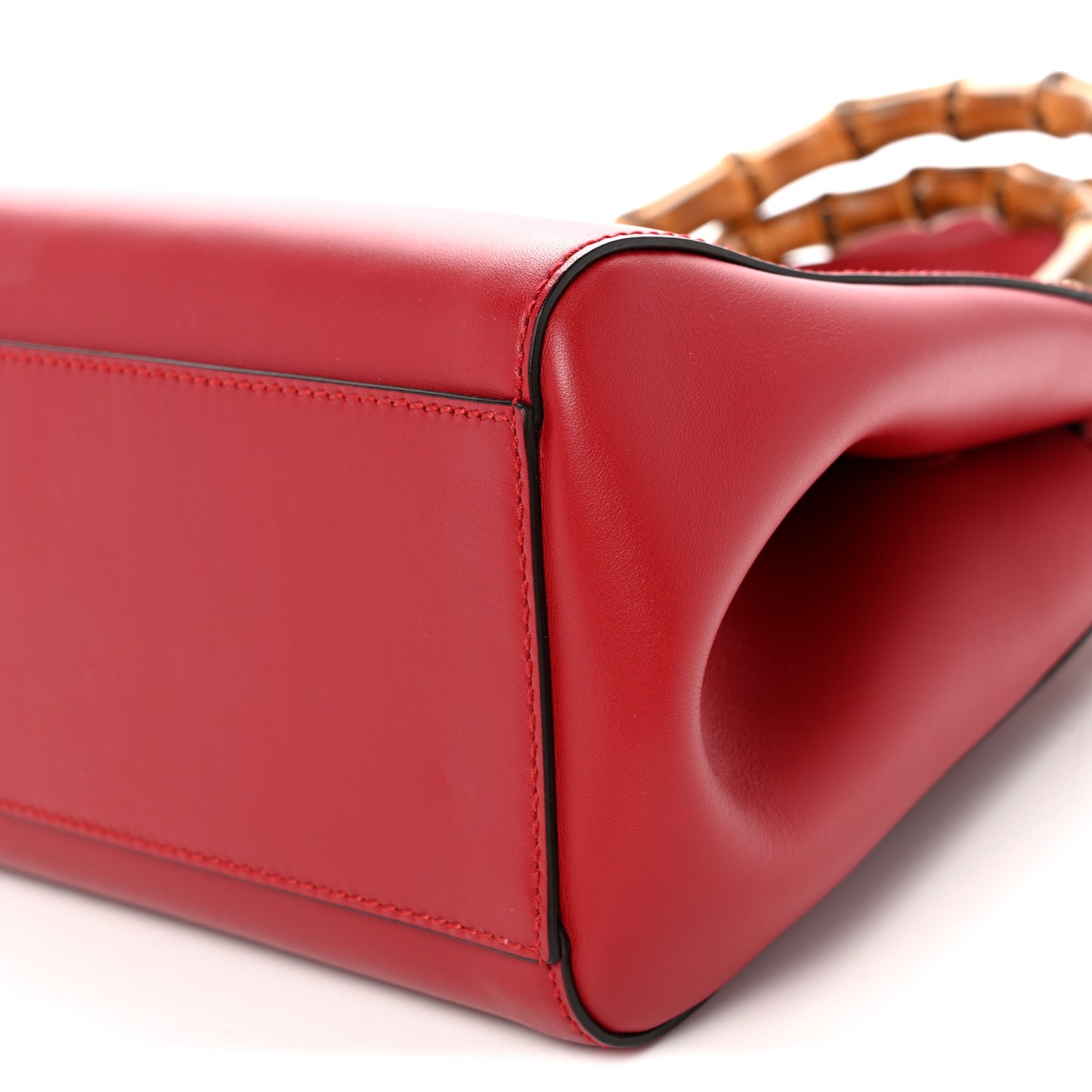 Nappa Bamboo Small Nymphaea Top Handle Bag Hibiscus Red