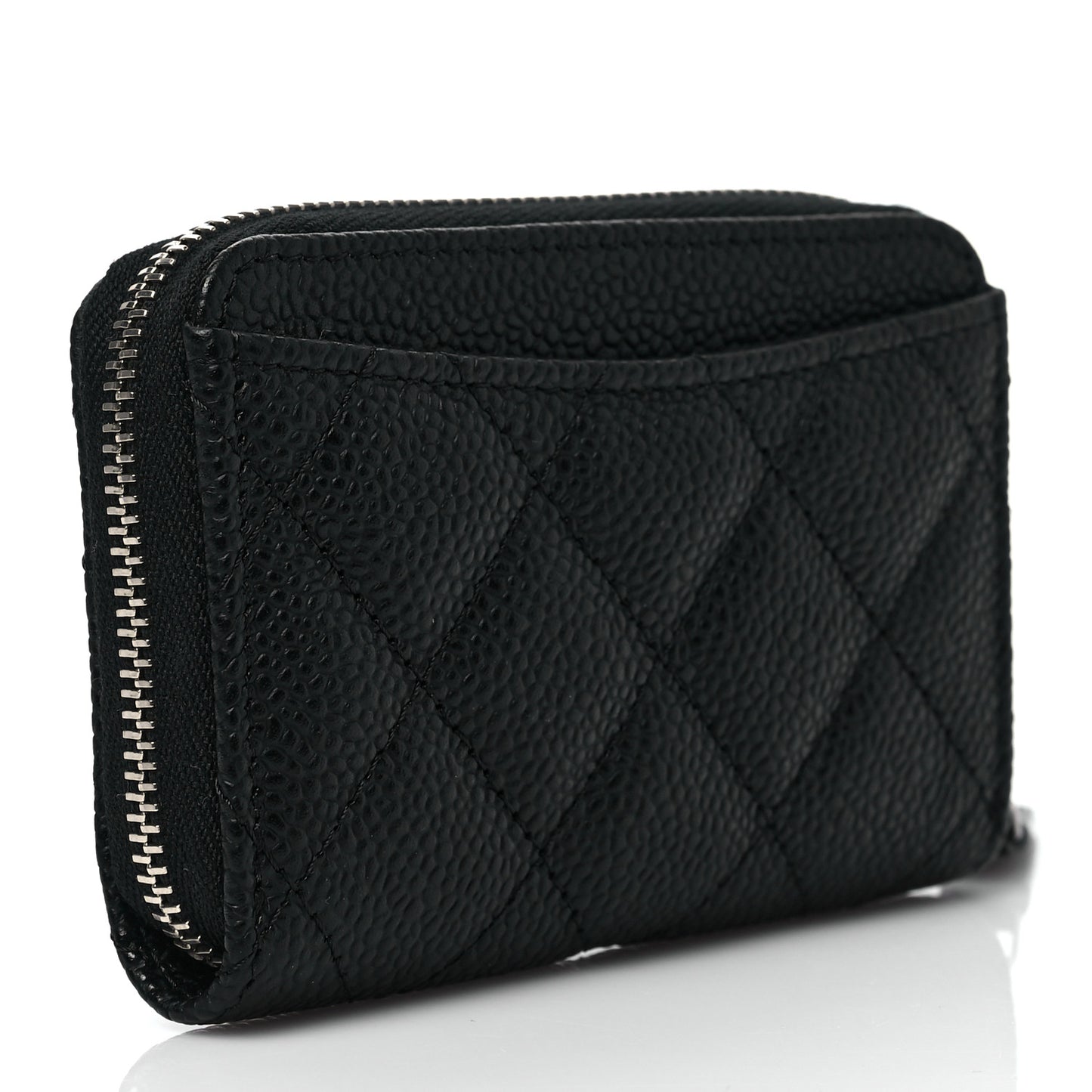 Caviar Quilted Zip Coin Purse Black