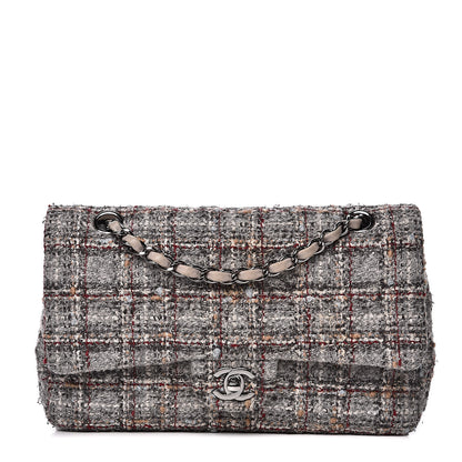 Chanel Tweed Quilted Medium Double Flap Grey Multicolor 1 of 12