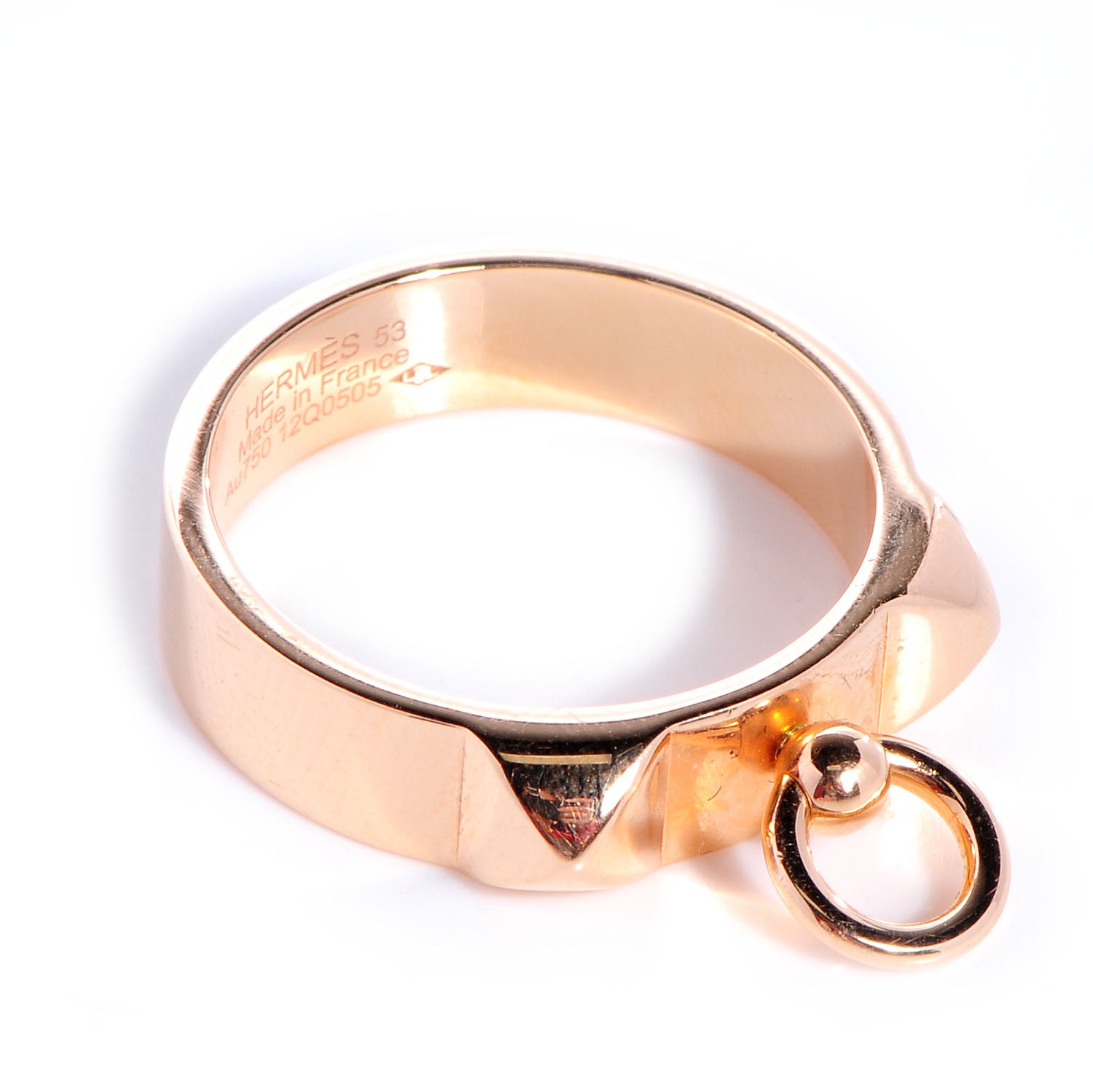 Hermes 18K Rose Gold PM Collier De Chien Ring 53 6.25 4 of 5