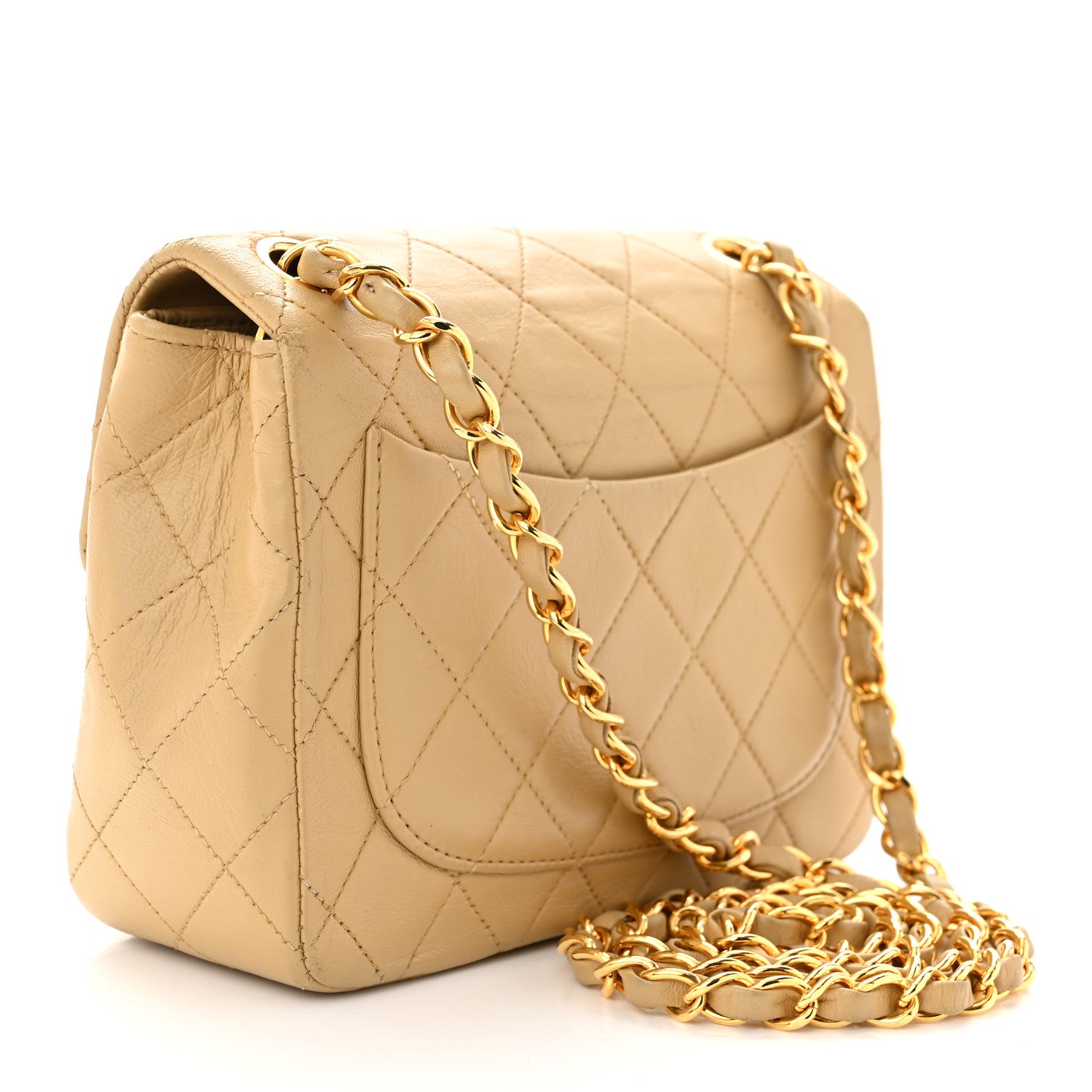 Chanel Lambskin Quilted Mini Square Flap Beige 3 of 10