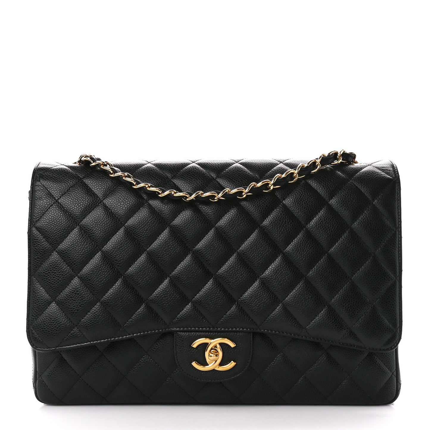 Caviar Quilted Maxi Double Flap Black