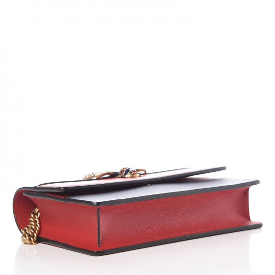 Gucci Calfskin Queen Margaret Chain Wallet Blue Agata Hibiscus Red Mystic White 4 of 6