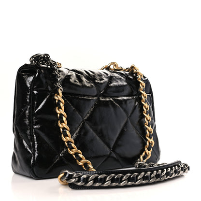 Chanel Shiny Crumpled Calfskin Quilted Large Chanel 19 Flap Black 3 of 9