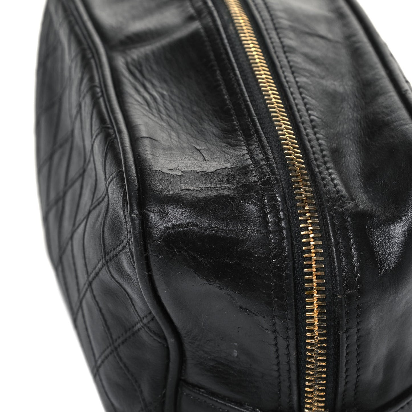 Lambskin Quilted Cosmetic Case Black