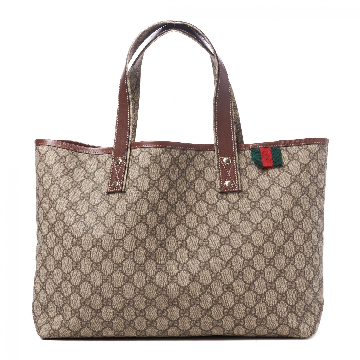 Gucci GG Plus Monogram Medium Signature Web Loop Tote Brown 1 of 8