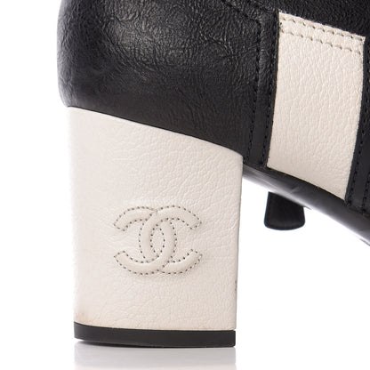 Chanel Goatskin Calfskin CC Short Boots 41 Black White 12 of 13