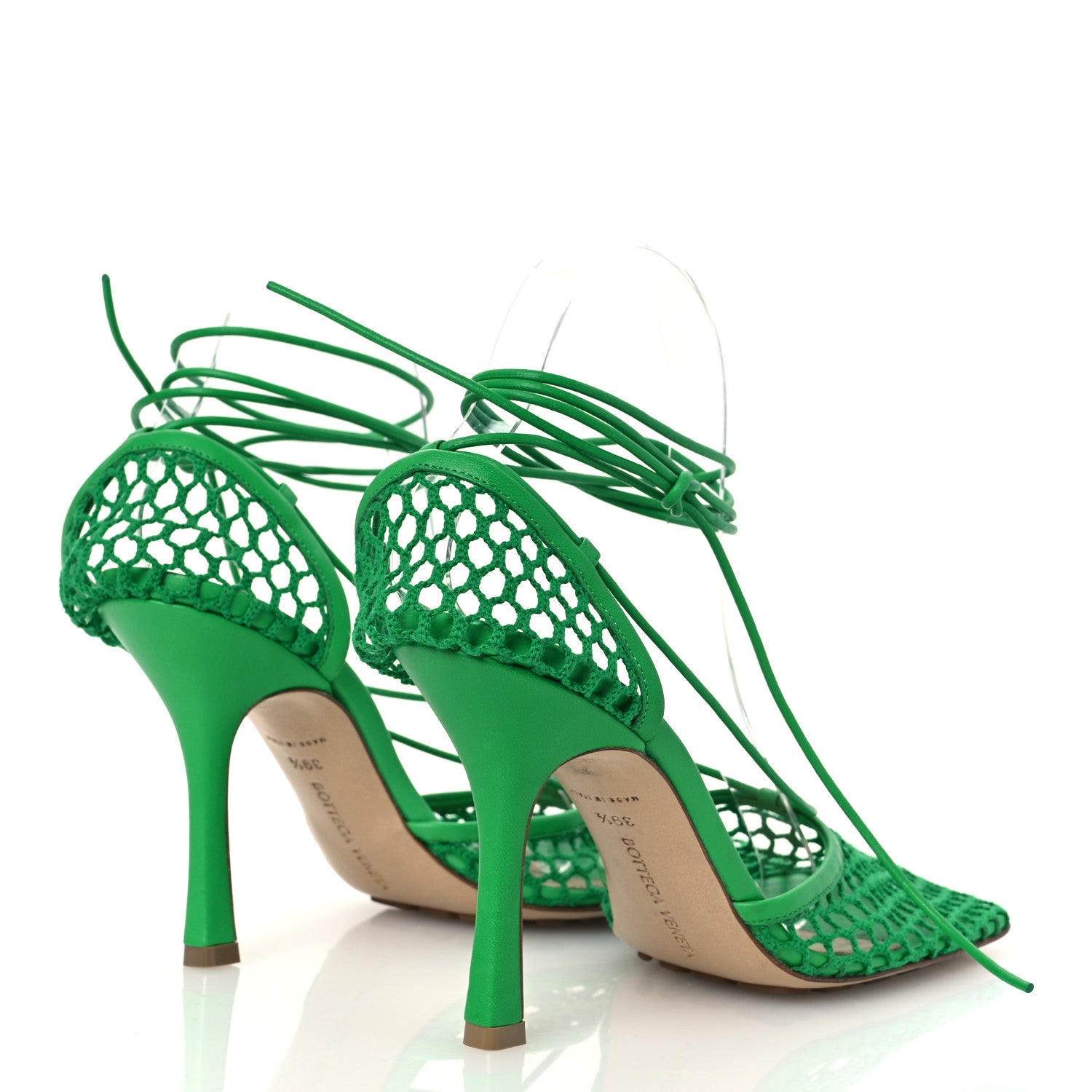 Bottega Veneta Mesh Nappa Stretch Ankle Tie 90mm Sandals 39.5 Grass 5 of 14