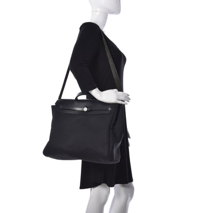 Hermes Toile Vache Calfskin Herbag 40 GM Black 2 of 30