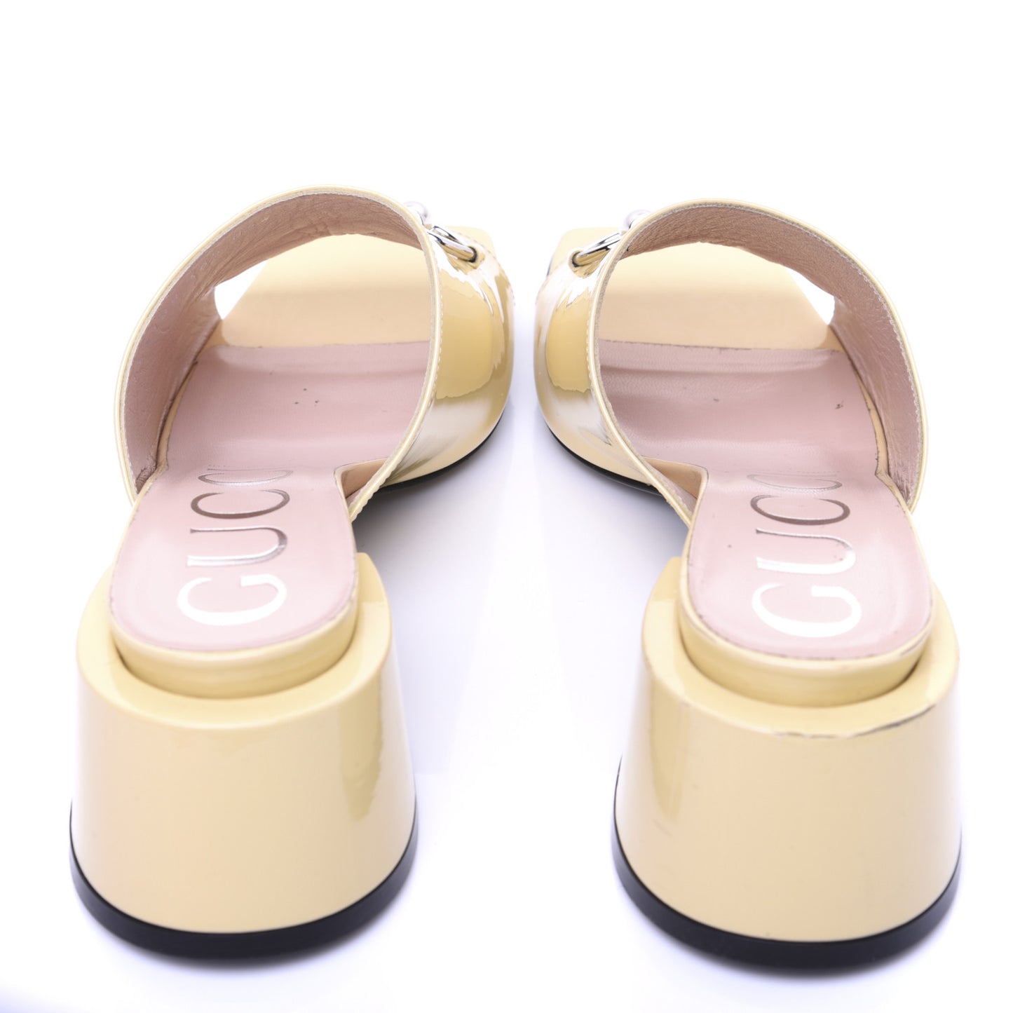 Patent Lexi Horsebit Mid-Heel Slide Sandals 36.5 Burro