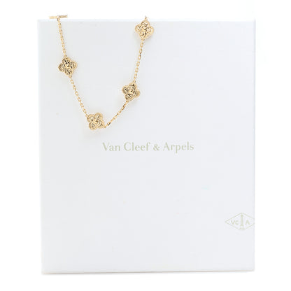Van Cleef & Arpels 18K Yellow Gold 10 Motifs Guilloche Vintage Alhambra Necklace 6 of 6