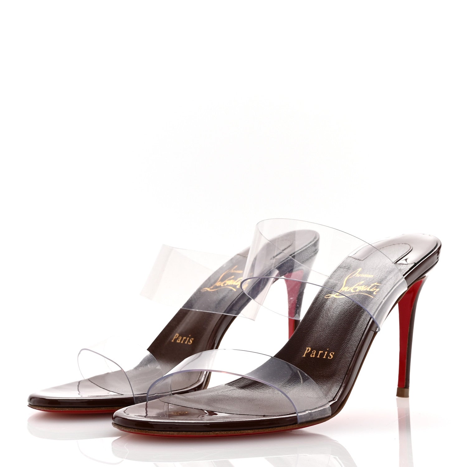 Christian Louboutin Patent PVC Just Nothing 85 Slide Sandals 37 Black 4 of 9