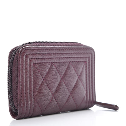 Chanel Caviar Quilted Boy Zip Around Coin Purse Wallet Dark Purple 3 of 8