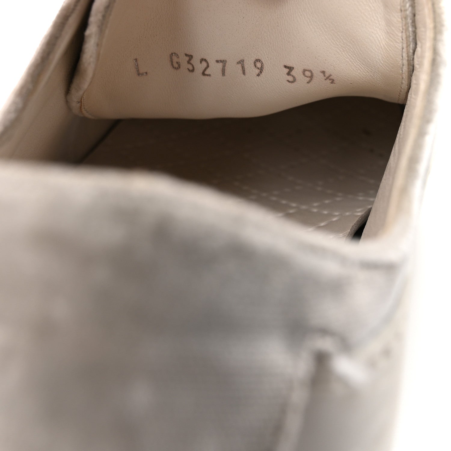 Chanel Calfskin Velvet Womens CC Sneakers 39.5 White Silver 9 of 10