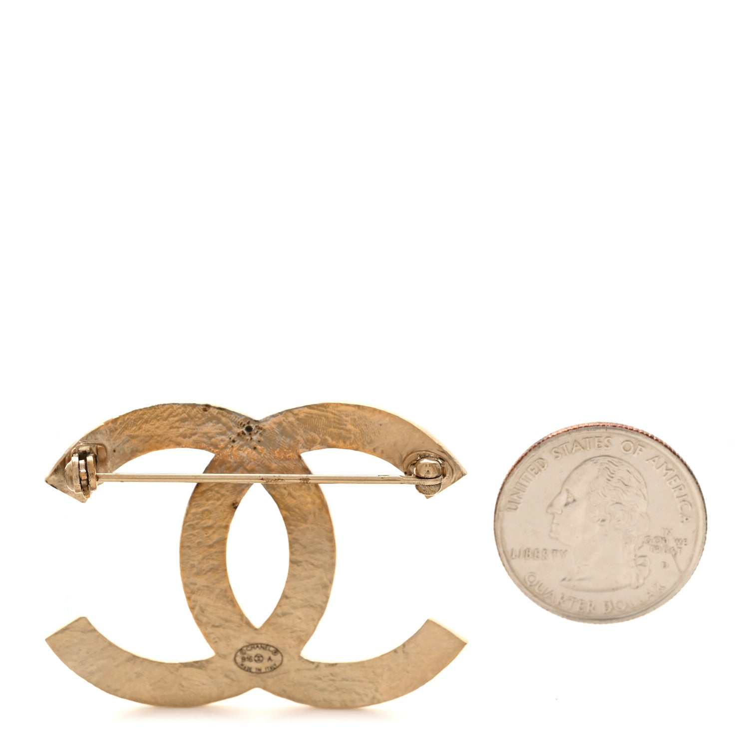 Chanel Quilted CC Brooch Light Gold 2 of 6