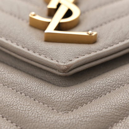 Saint Laurent Sheepskin Matelasse Chevron Monogram Medium College Bag Greyish Brown 9 of 14
