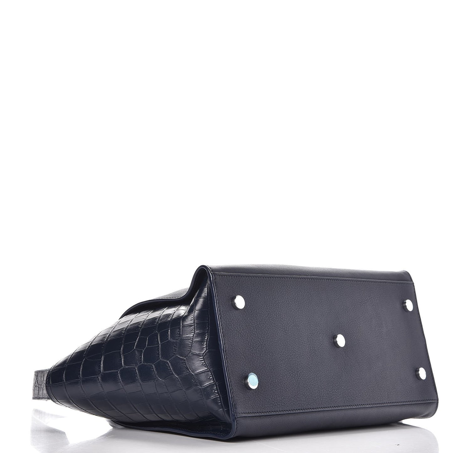 Calfskin Croc Embossed Small Monogram Downtown Cabas Blue