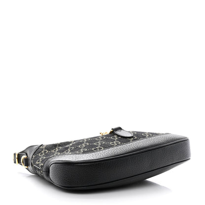 Gucci Jacquard Denim GG Monogram Small Jackie 1961 Hobo Black Ivory 4 of 11