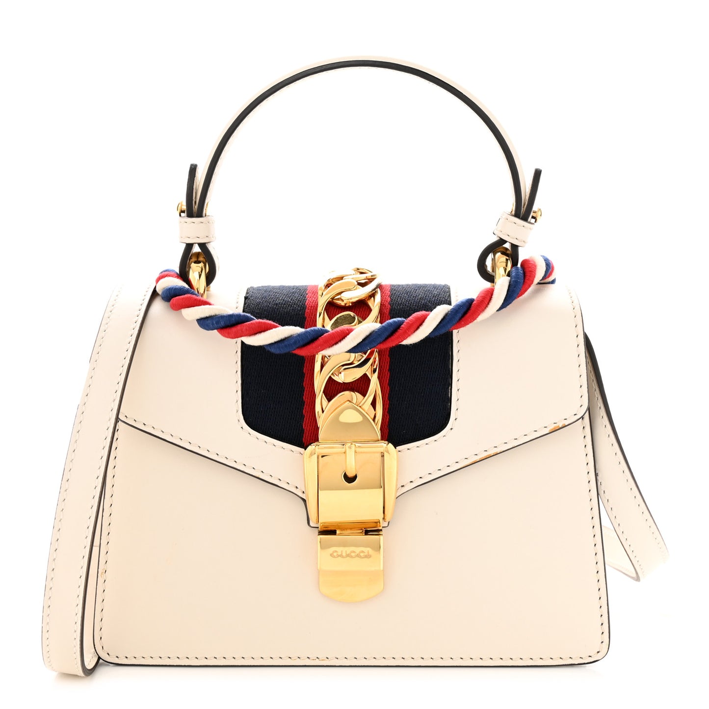 Calfskin Mini Sylvie Top Handle Bag White