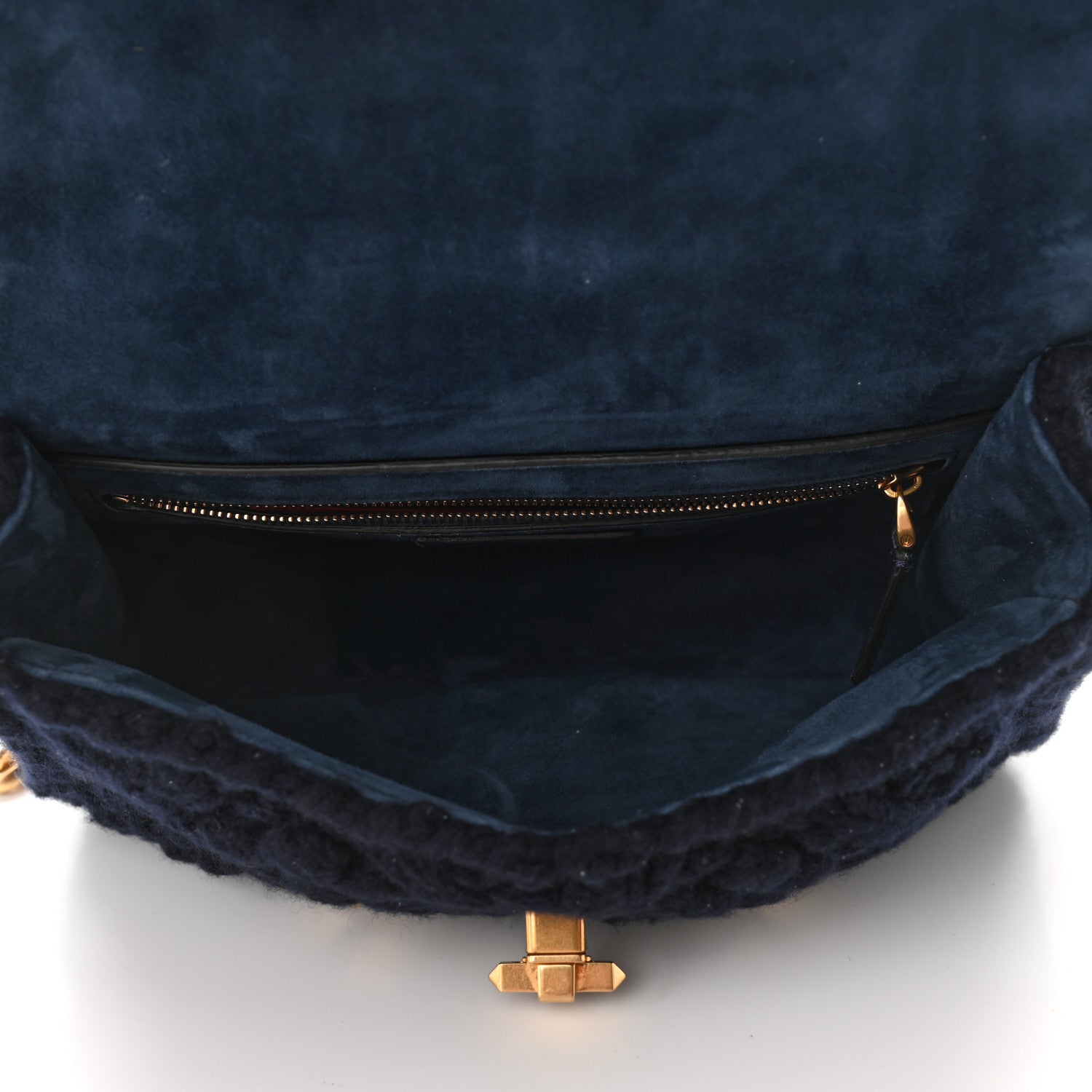 Valentino Garavani Cashmere Medium Roman Stud Shoulder Bag Marine 5 of 9