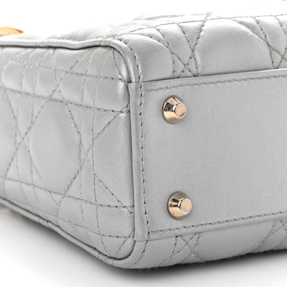 Christian Dior Metallic Lambskin Cannage Mini Lady Dior Grey 8 of 9