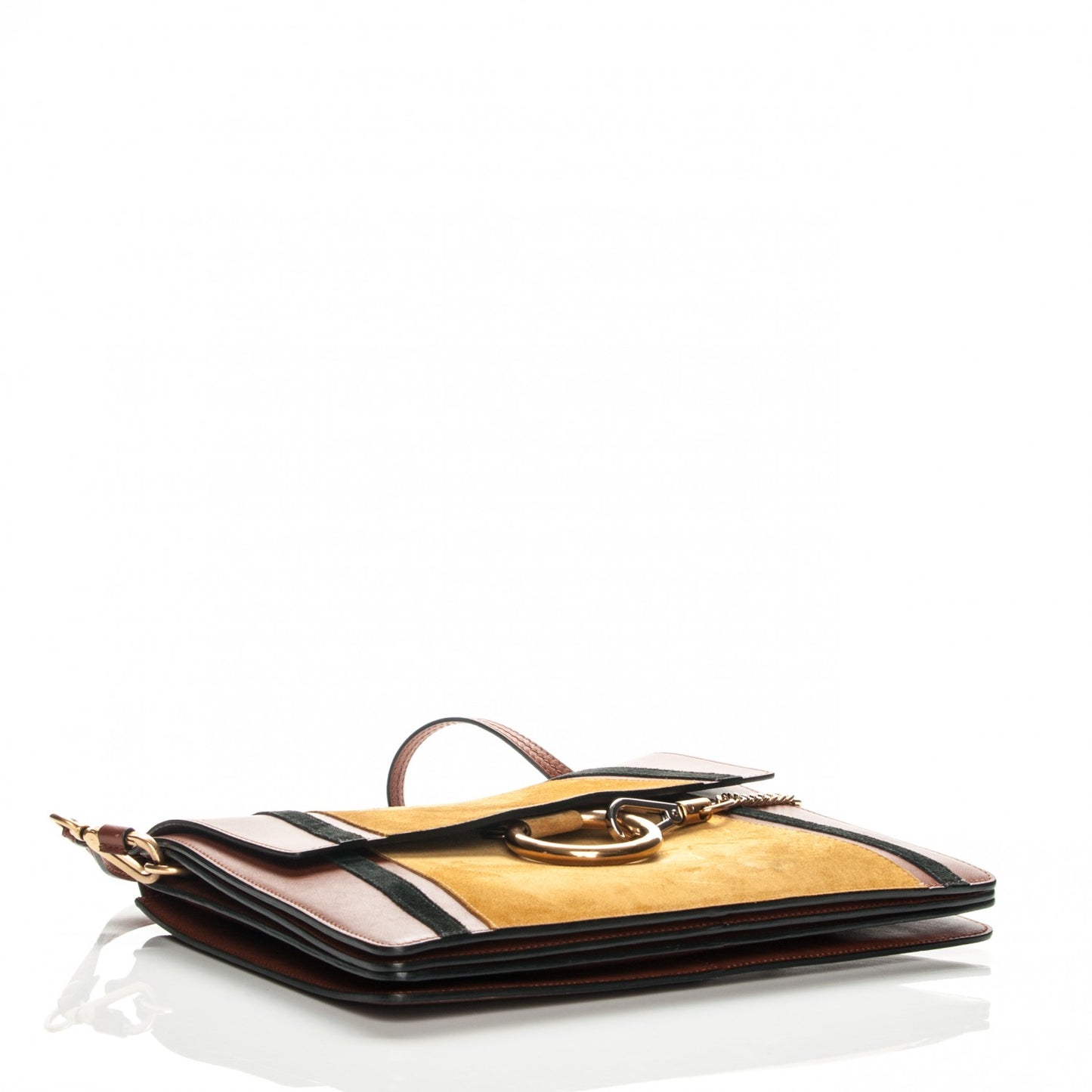 Suede Calfskin Patchwork Medium Faye Shoulder Bag Tobacco